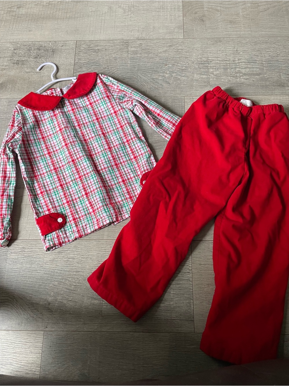 Cecil and Lou Boys Christmas Plaid Corduroy Pant Set